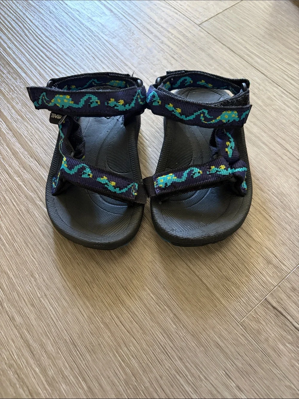 Teva Kids Black Sandals with Teal & Yellow Accents